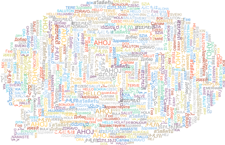 Multilingual Hello speech bubble